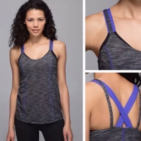 lululemon athletica Tops - Lululemon Heather Run for Gold Gray Tank Bra Tank